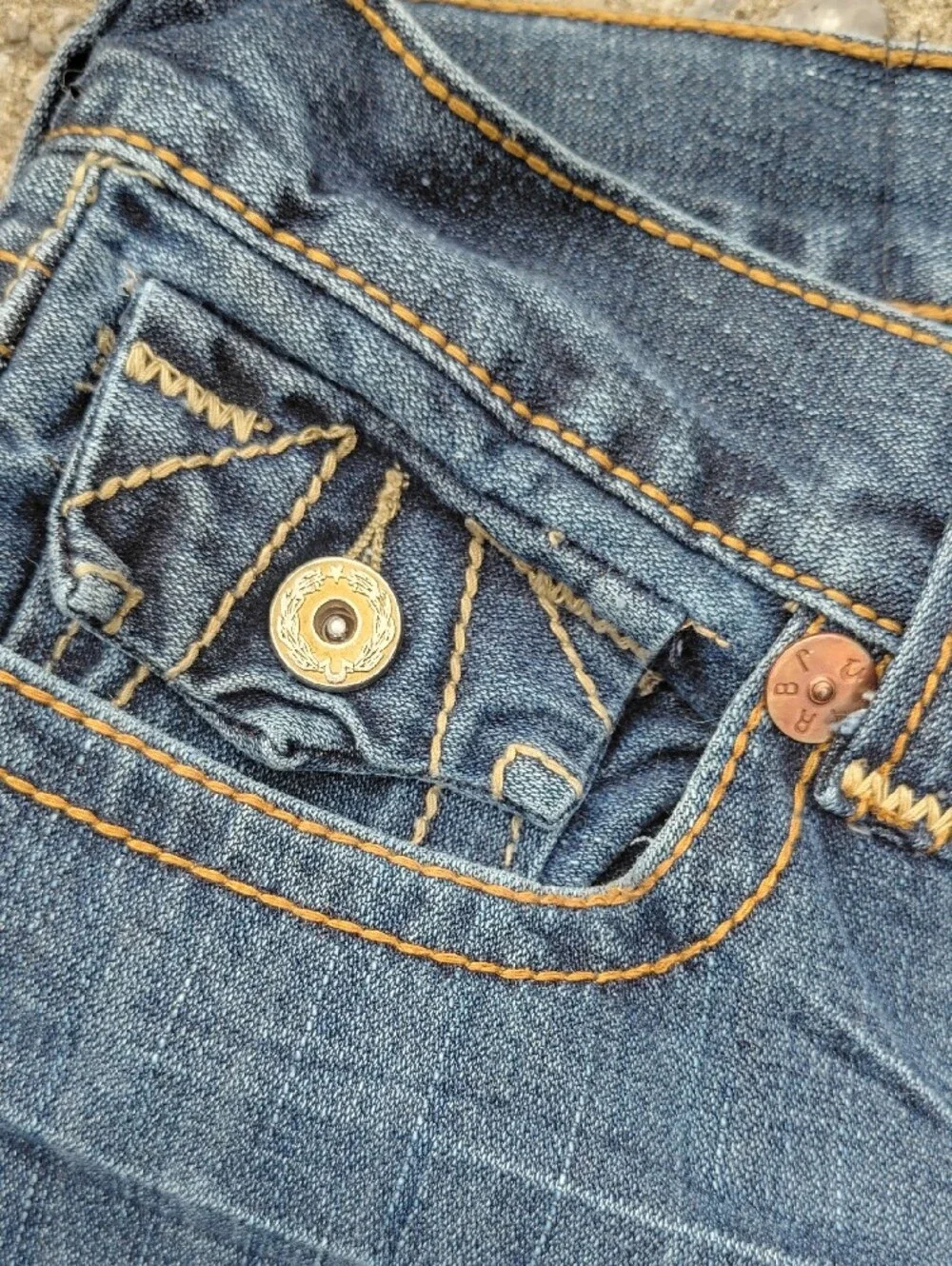 True Religion Big T Joey Y2K Indigo Blue Bootcut Jeans with Signature Pocket